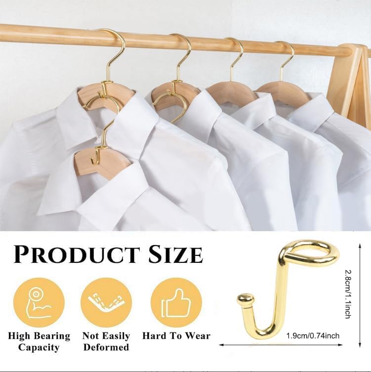 36 Pcs Gold Clothes Hanger Connector Hooks – Durable Metal Space Saving Closet Extenders