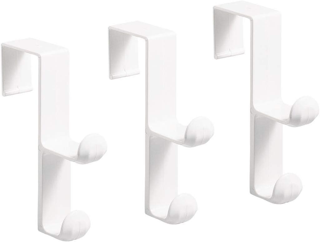 Set of 3 Over-the-Door Double Hooks – No-Drill Multi-Purpose Hangers for Clothes, Bags, Towels