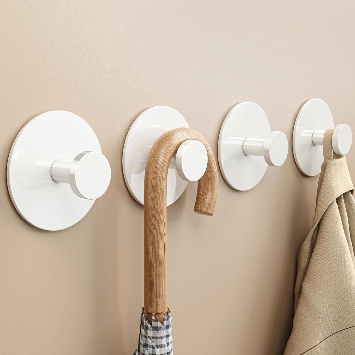 Round Adhesive Wall Hooks – No-Drill Multi-Purpose Strong Hangers for Bathroom, Kitchen, and Home Organization