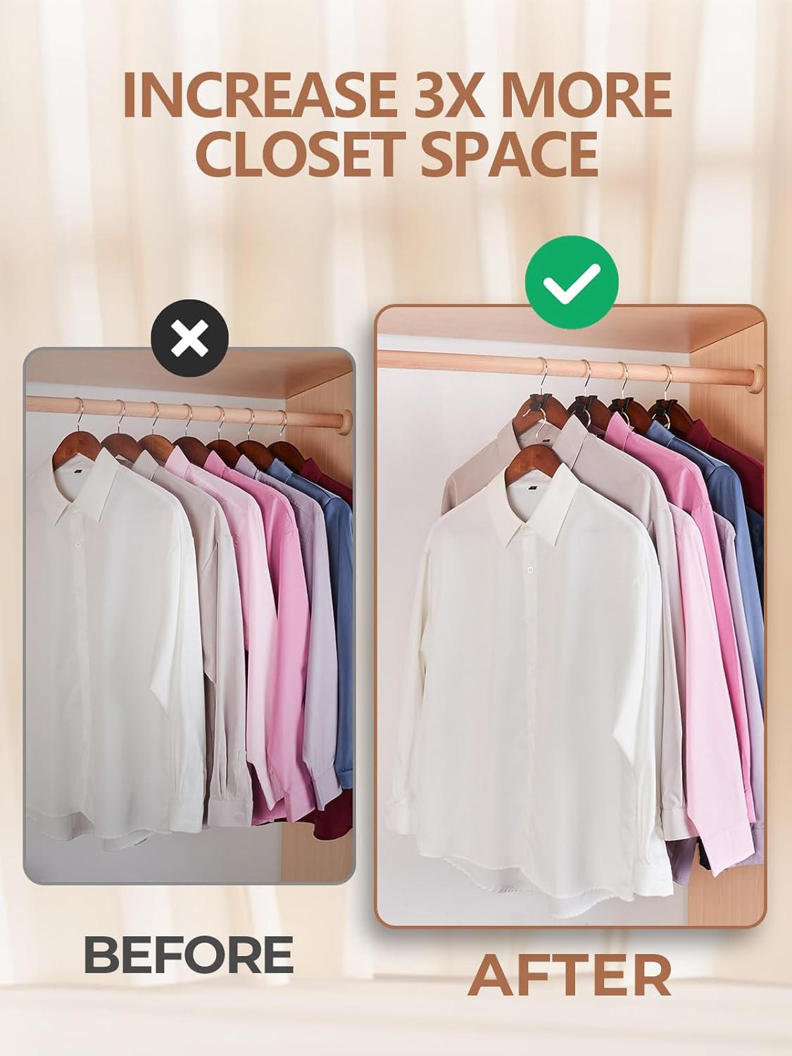 60 Pcs Clothes Hanger Connector Hooks – Space Saving Closet Extender Hanger Hooks for Wardrobe Organization
