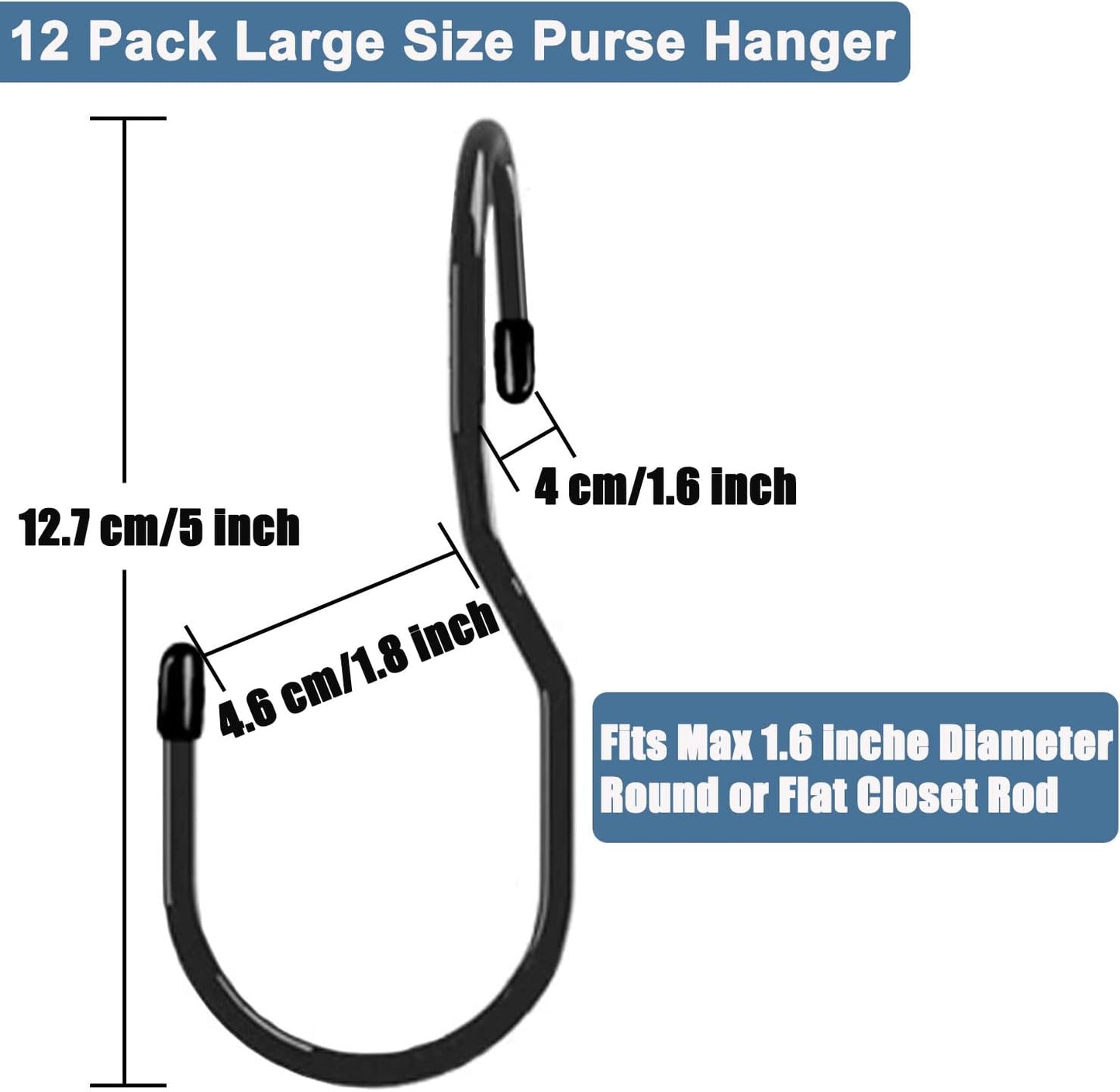 12 Pcs Large Purse Hangers – Heavy Duty Metal Closet Hooks for Bags, Belts, Hats, and Accessories