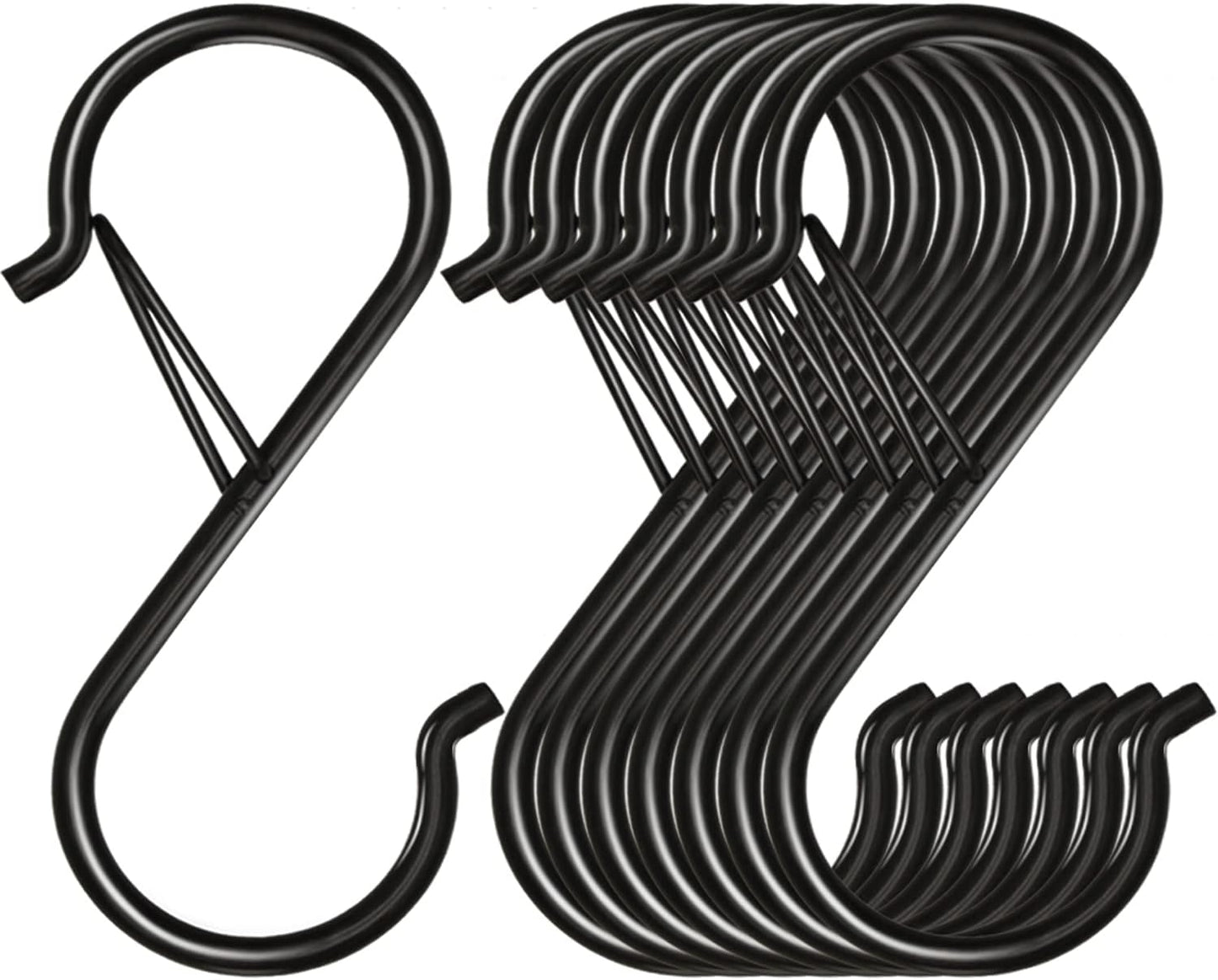 8 Pcs S-Shaped Metal Hooks – Heavy Duty Hanging Hooks for Closet, Kitchen, Bathroom, and Storage Organization, Black