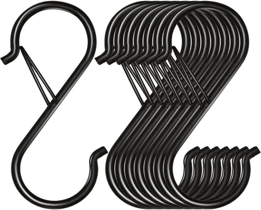 8 Pcs S-Shaped Metal Hooks – Heavy Duty Hanging Hooks for Closet, Kitchen, Bathroom, and Storage Organization, Black