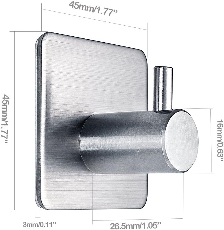 4 Pcs Stainless Steel Adhesive Wall Hooks – Heavy Duty No-Drill Waterproof Hangers for Bathroom, Kitchen, and Home Organization