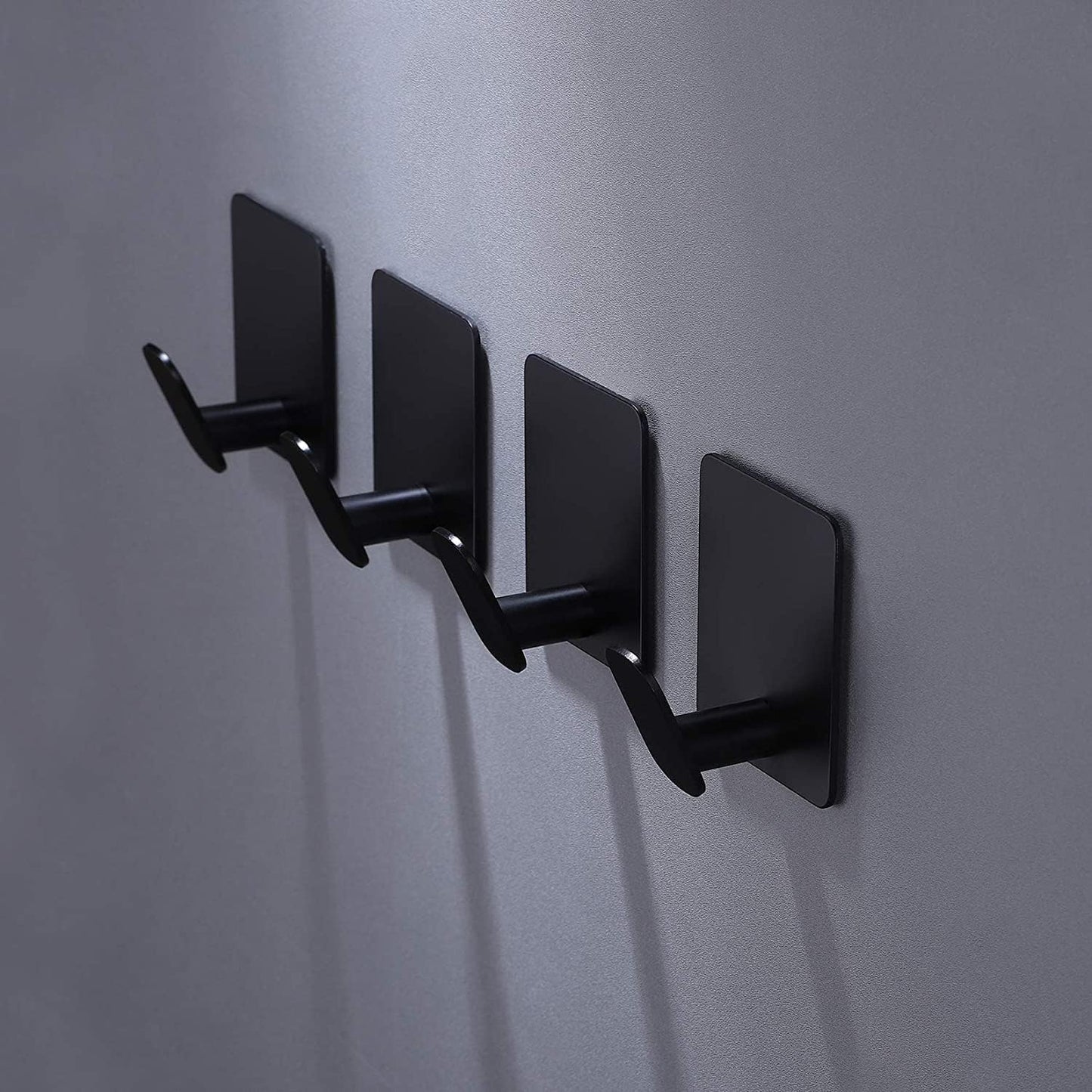 4 Pcs Black Adhesive Wall Hooks – No-Drill Strong Hold Hangers for Bathroom, Kitchen, and Home Organization