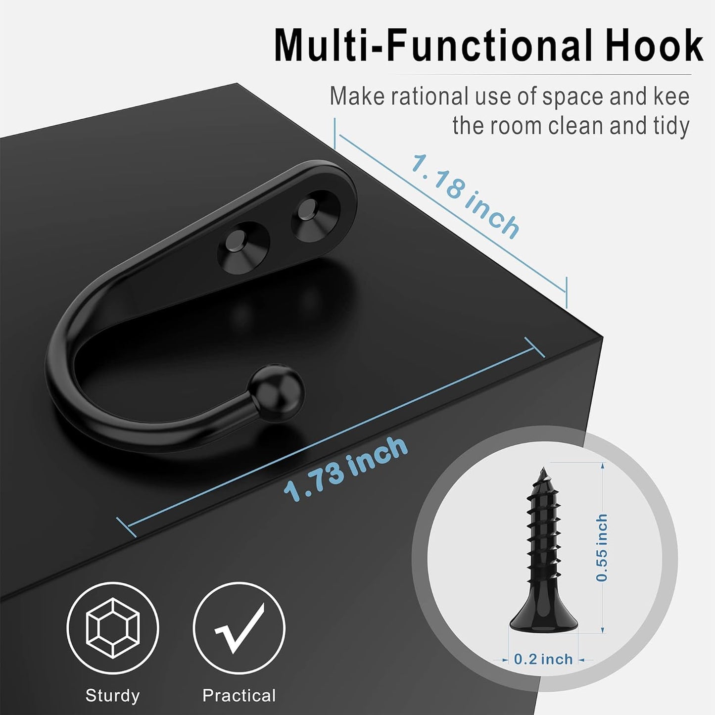 Multi-Functional Wall Hook – Metal Coat and Hat Hook with Screws, Heavy Duty Space-Saving Hanger