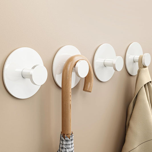 Round Adhesive Wall Hooks – No-Drill Multi-Purpose Strong Hangers for Bathroom, Kitchen, and Home Organization