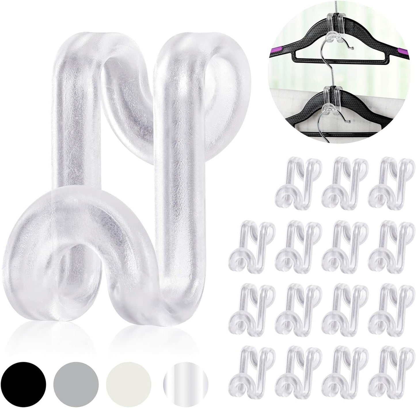 60 Pcs Clothes Hanger Connector Hooks – Space Saving Wardrobe Organizer Hanger Extenders