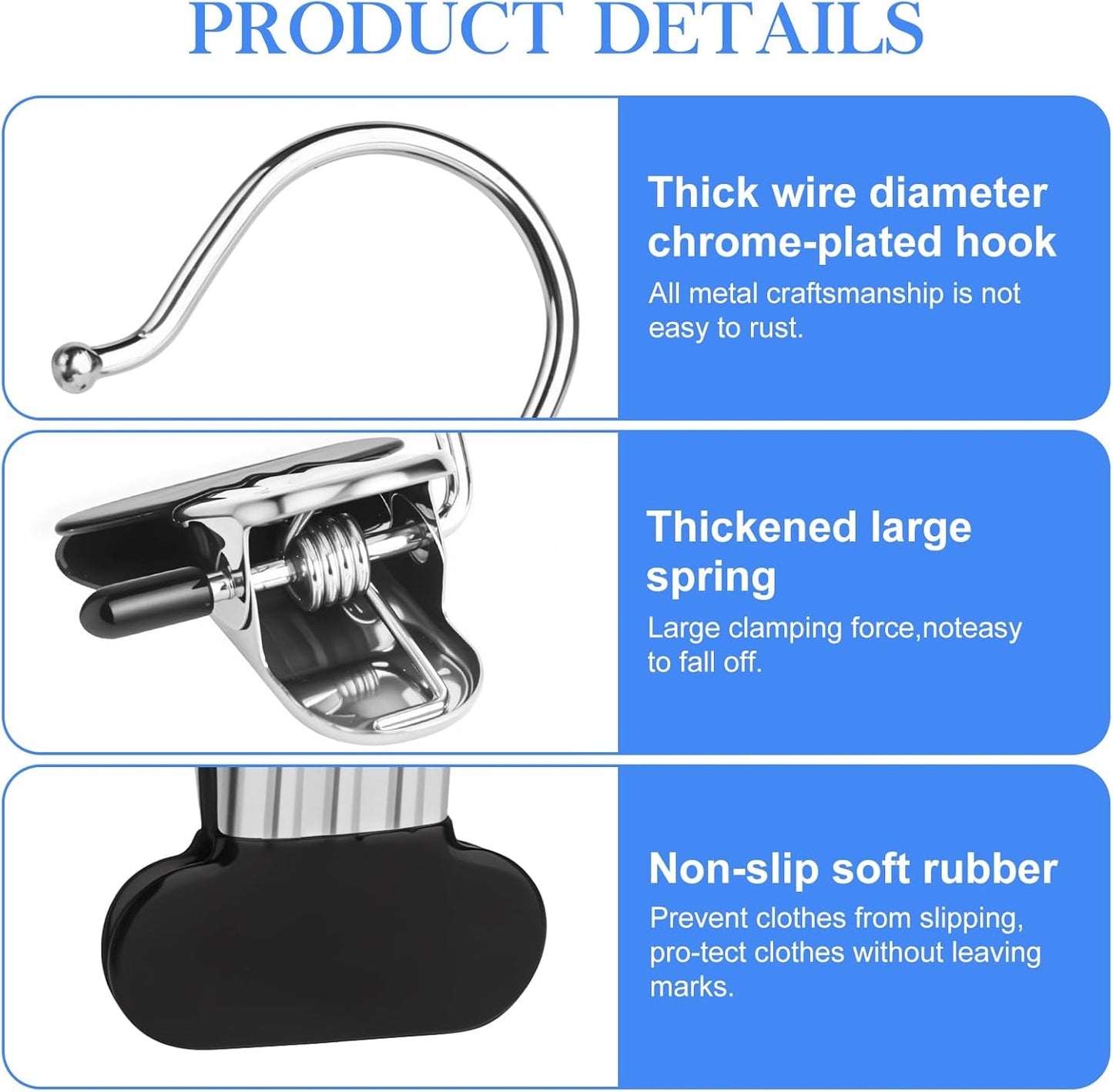 30 Pcs Stainless Steel Hanging Clips with Hooks – Multi-Purpose Strong Grip Clips for Clothes, Curtains, and Display