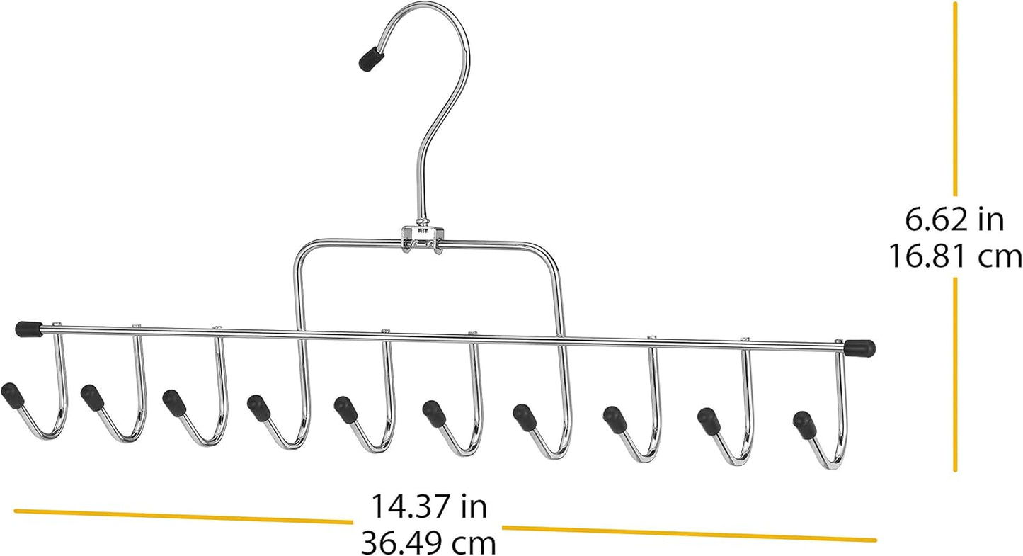 Multi-Hook Metal Closet Organizer Hanger – Space Saving Hanging Rack for Scarves, Belts, Bags, and Accessories