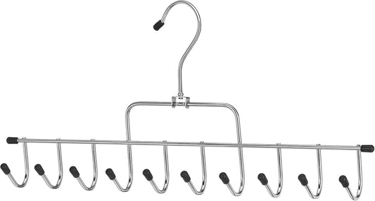 Multi-Hook Metal Closet Organizer Hanger – Space Saving Hanging Rack for Scarves, Belts, Bags, and Accessories