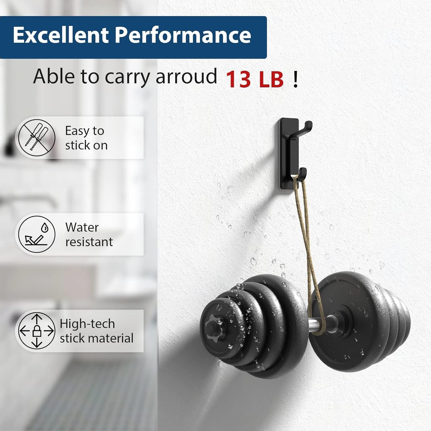 4 Pcs Upgraded Wide Adhesive Wall Hooks – Heavy Duty No-Drill Multi-Purpose Hangers