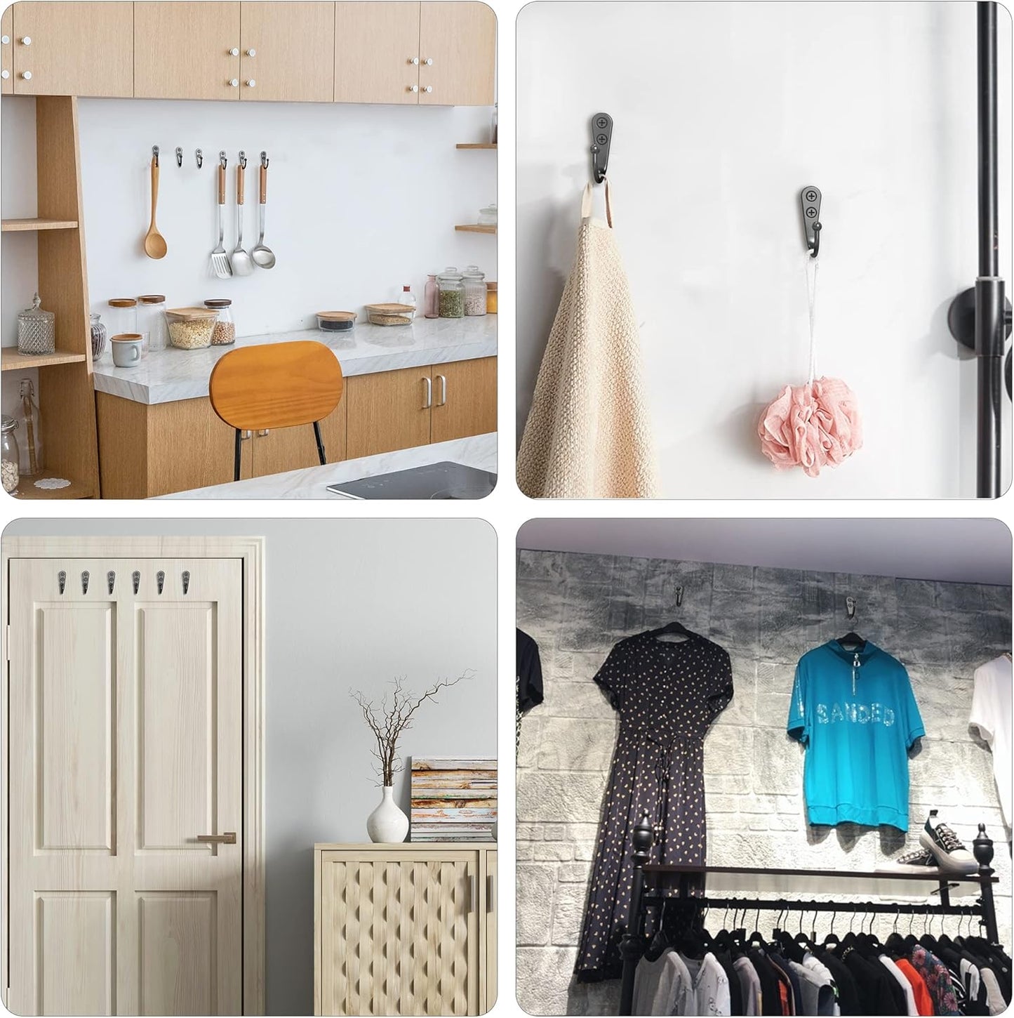 Multi-Functional Wall Hook – Metal Coat and Hat Hook with Screws, Heavy Duty Space-Saving Hanger